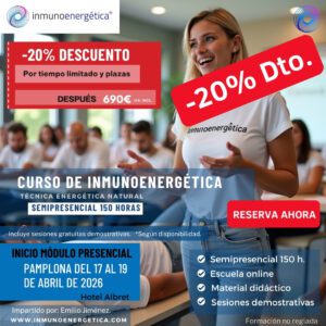 PROMOCIÓN Curso de inmunoenergética (Nivel 1) semipresencial de 150 horas. Formación en la técnica, inmunoenergética®