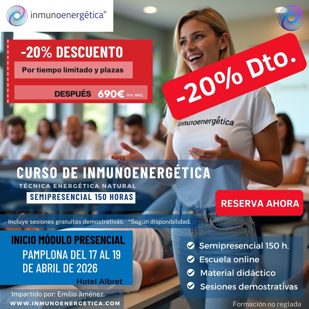 PROMOCIÓN Curso de inmunoenergética (Nivel 1) semipresencial de 150 horas. Formación en la técnica, inmunoenergética®