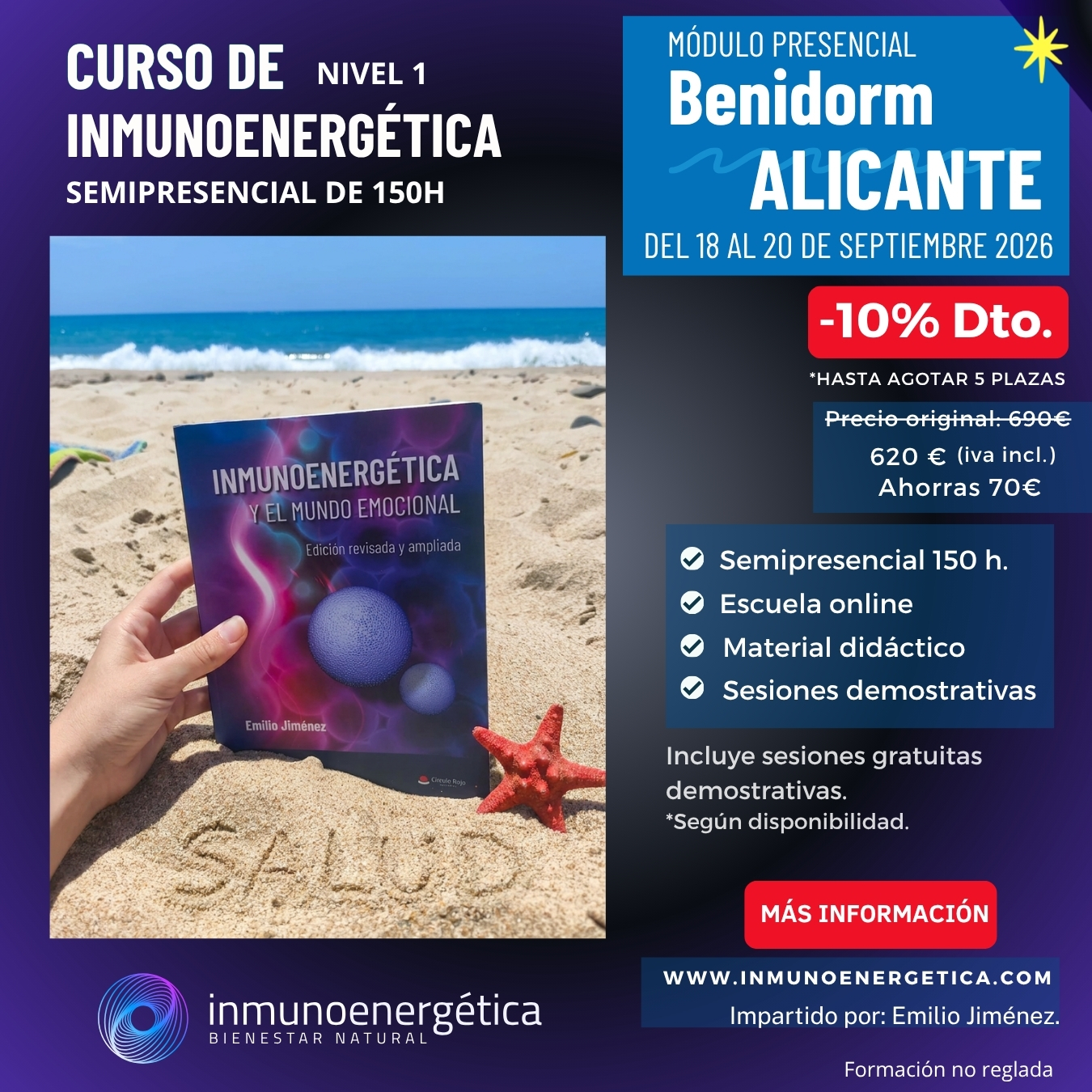 PROMOCIÓN Curso de inmunoenergética (Nivel 1) semipresencial de 150 horas. EN Benidorm ALICANTE inmunoenergética®